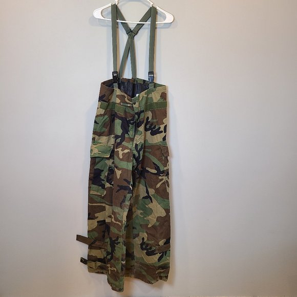 Military Overall Pant Woodland Camo Cargo Chemical Protective NFR Mens Medium - Picture 1 of 14